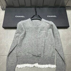 MiuMiu sweater cardigan coat with round neck